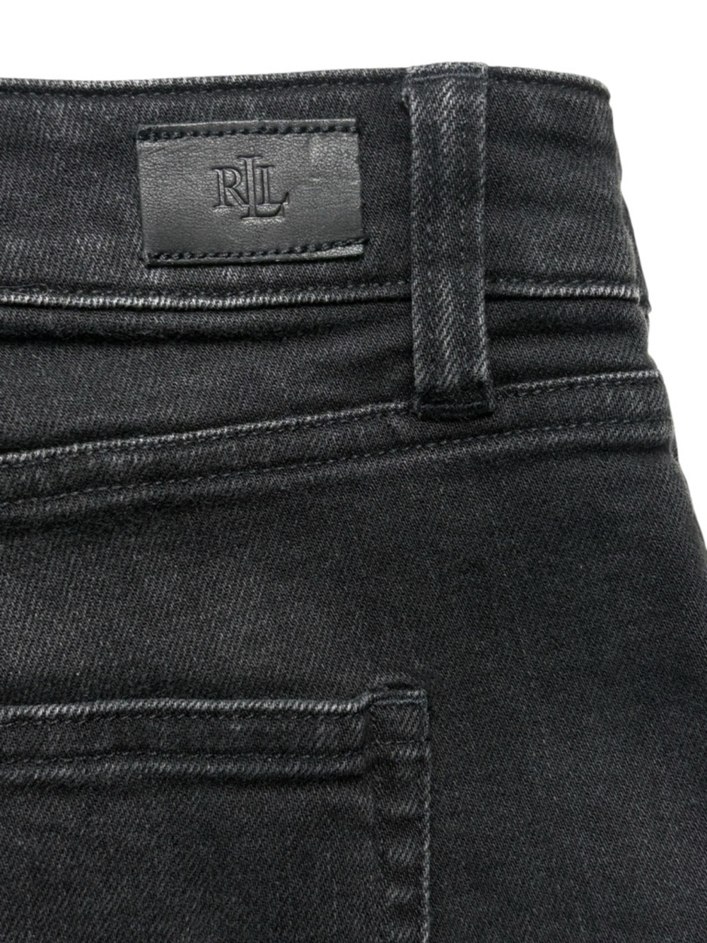 Lauren Ralph Lauren Regal Straight Ankle Jeans Velvet Cuff Embroidered Black 10 - Picture 6 of 14
